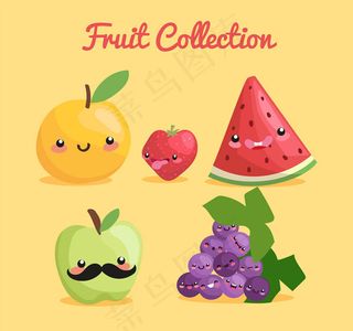 可爱表情水果