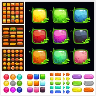 质感卡通按钮,背景元素