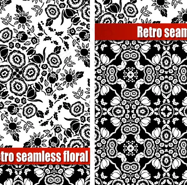 黑白华丽图案eps,ai矢量模版下载