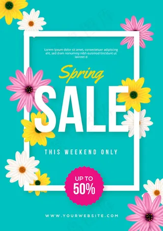春季花朵促销海报