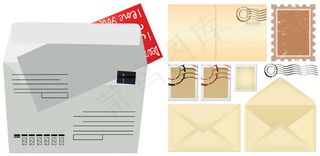 怀旧信封和纸张