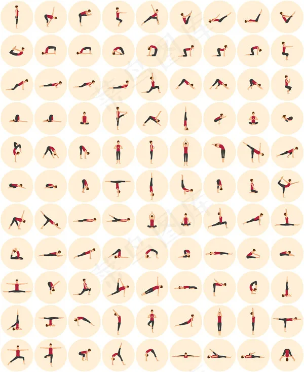 瑜伽健身图标,免抠元素eps,ai矢量模版下载