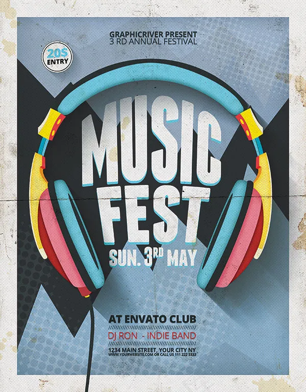 音乐节海报PSD(2700X3450(DPI:300))psd模版下载