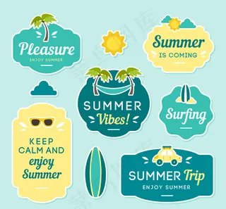 夏季度假标签矢量