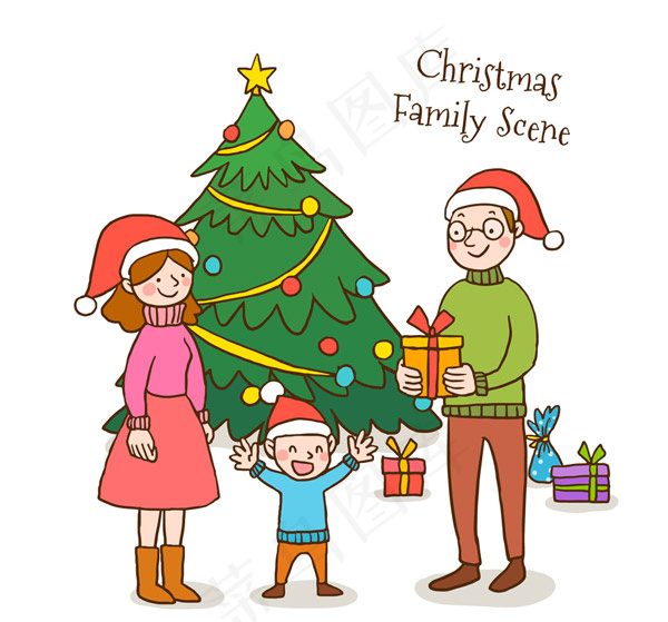圣诞节家庭场景
