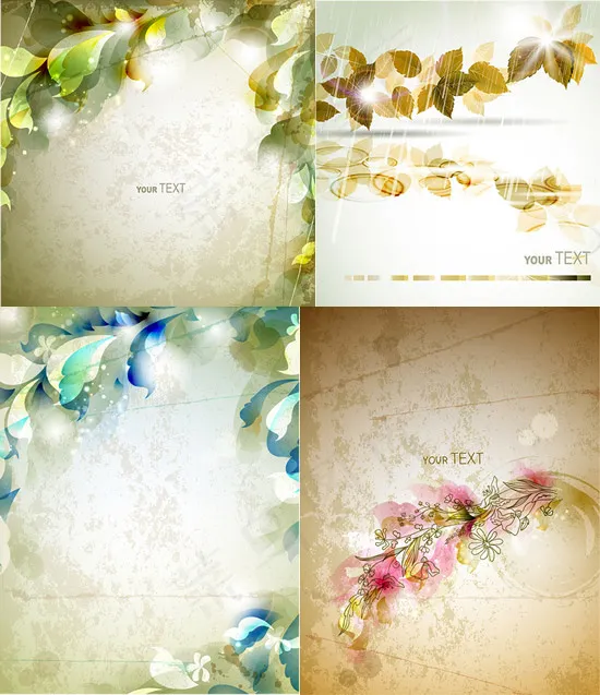 梦幻植物背景eps,ai矢量模版下载