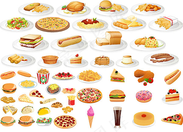 快餐图标矢量,免抠元素