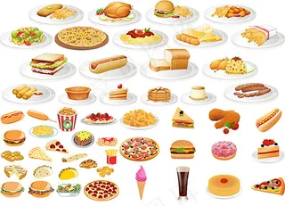 快餐图标矢量,免抠元素