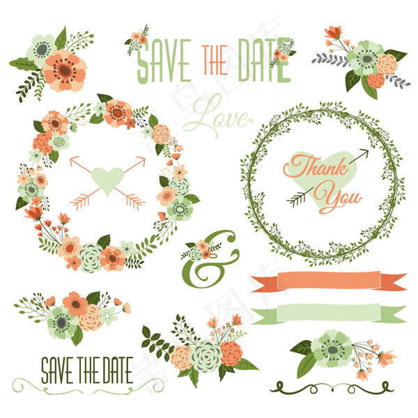 花环植物装饰,免抠元素