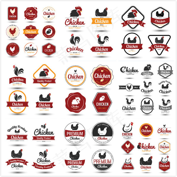 公鸡创意标签,免抠元素