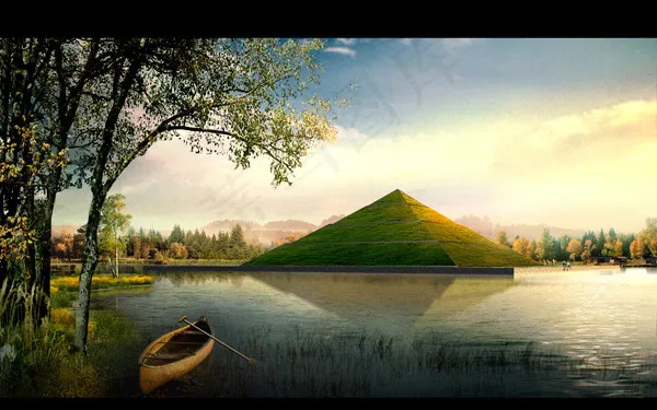 梦幻金字塔风景(3600X2250(DPI:300))psd模版下载