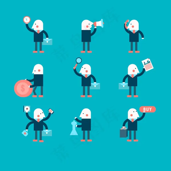 卡通光头小人图标,免抠元素ai矢量模版下载