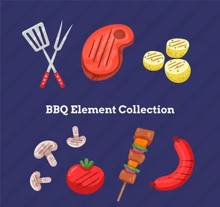彩绘烧烤元素