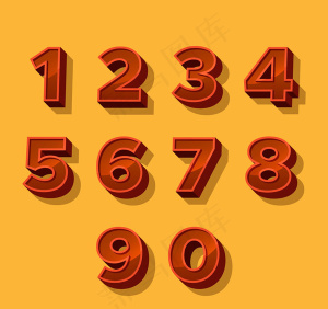 红色立体数字