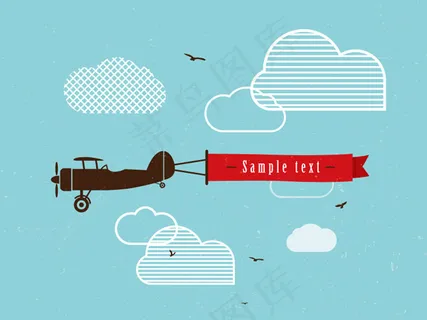 飞机与旗帜背景 飞机与旗帜背景