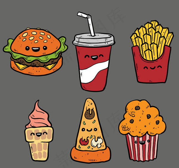 手绘快餐食品