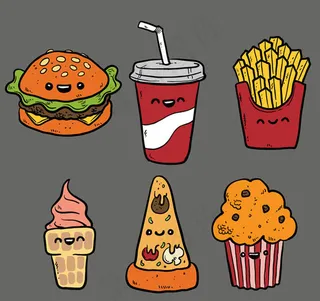 手绘快餐食品