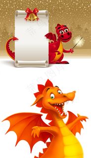 可爱卡通西方龙,背景元素