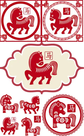 马年中国风剪纸