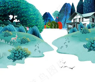 深山别墅海报背景