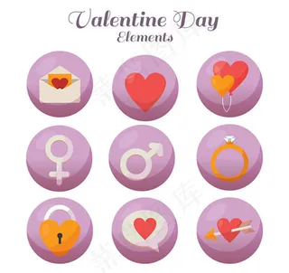 圆形情人节图标,免抠元素