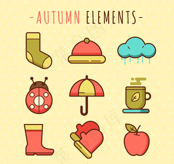 可爱秋季元素图标,免抠元素ai矢量模版下载