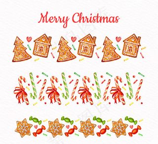 彩绘圣诞元素花边