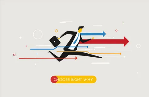 箭头与商务人物,背景元素