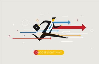 箭头与商务人物,背景元素