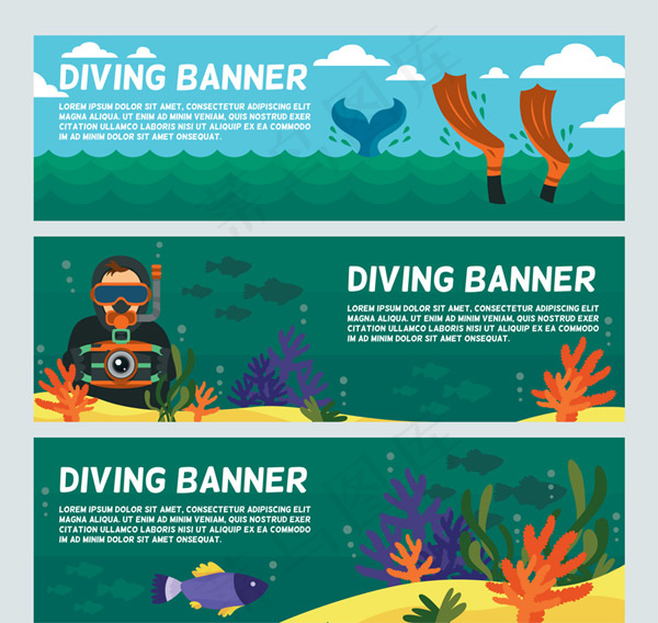 海底潜水bannerai矢量模版下载