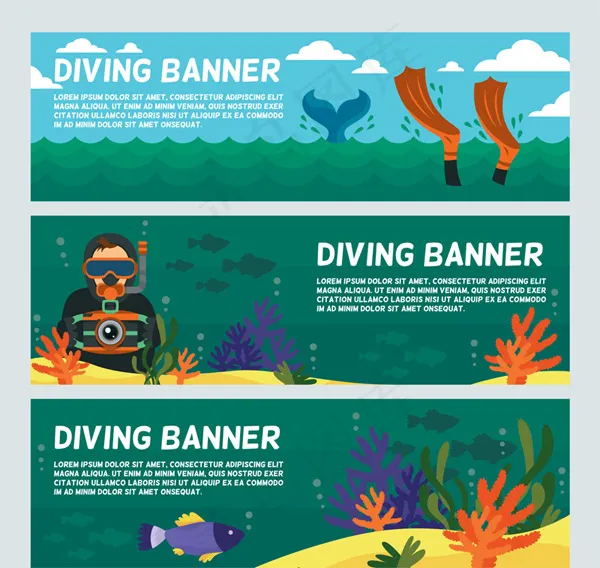 海底潜水bannerai矢量模版下载
