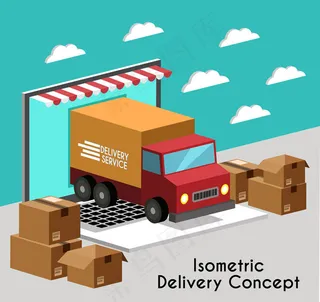 立体电脑和运输车