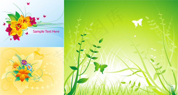 花卉植物蝴蝶,免抠元素