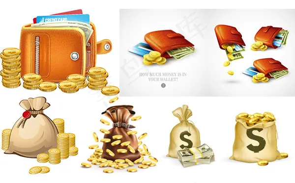 金袋子金钱矢量eps,ai矢量模版下载