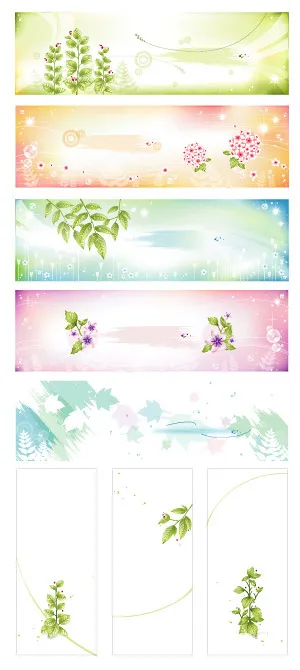 梦幻树叶与花卉ai矢量模版下载
