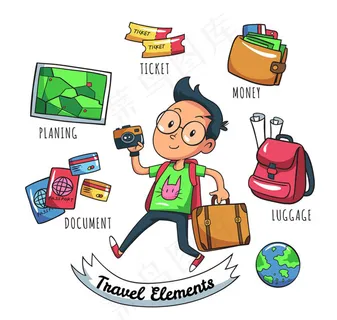 旅游男子和元素