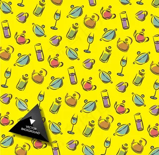 手绘餐具无缝背景