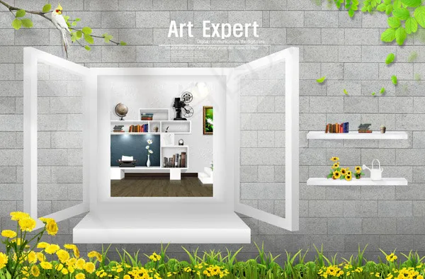 窗户与前景草(5000X3286(DPI:300))psd模版下载