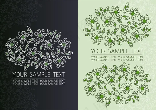 可爱线条花纹eps,ai矢量模版下载