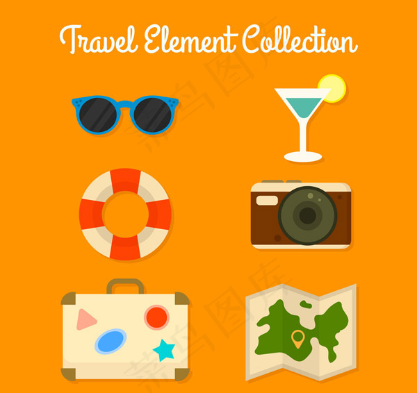 彩色旅行图标,免抠元素