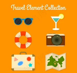 彩色旅行图标,免抠元素