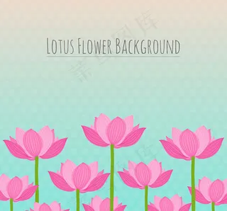 粉色荷花丛矢量