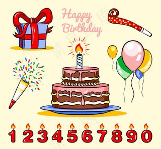 彩绘生日元素
