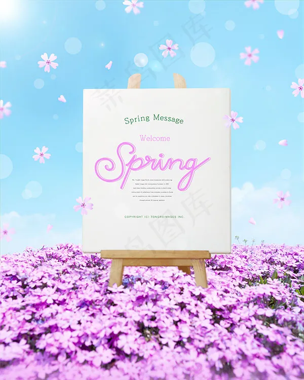 紫色花海春天海报psd模版下载