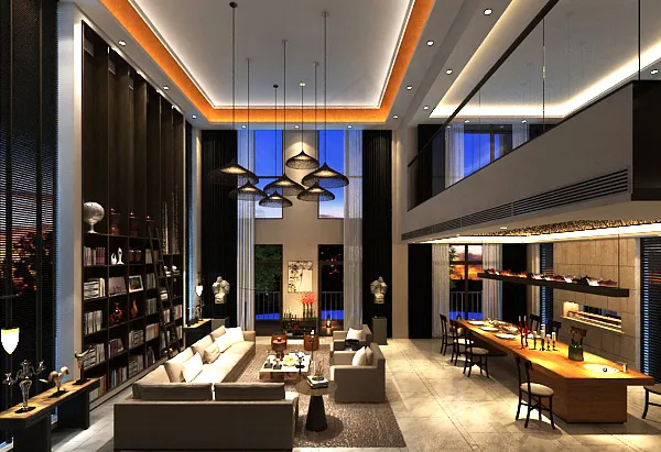 别墅中式客厅模型