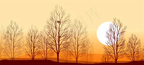 金秋精美风景矢量ai矢量模版下载