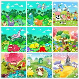 卡通动物风景插画