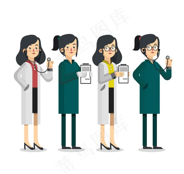女医务人员ai矢量模版下载