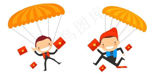 卡通跳伞的人物