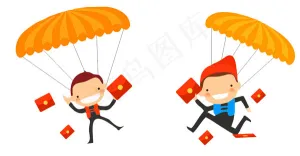 卡通跳伞的人物